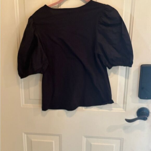 H&M Black Puff Sleeve Boxy Blouse - Picture 2 of 4